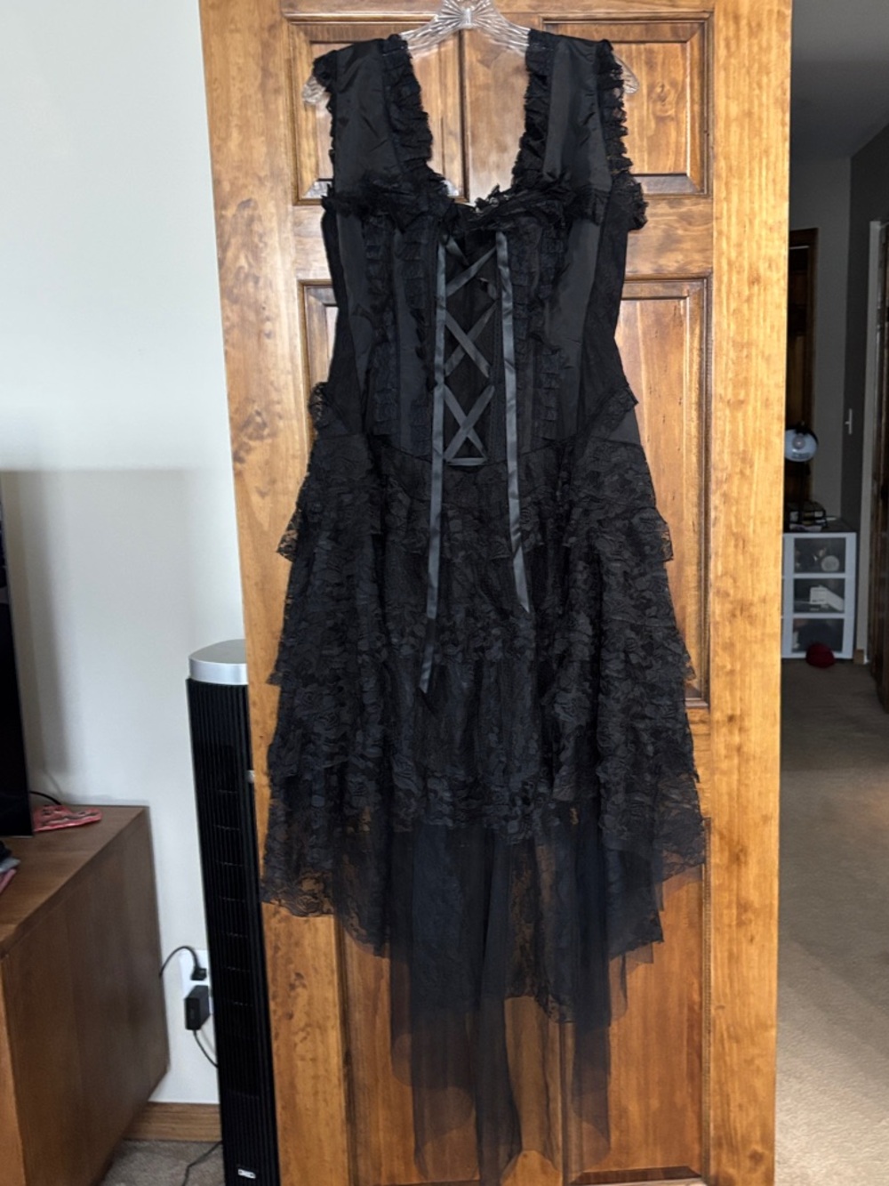 Black Gothic Lace Ruffled Dress